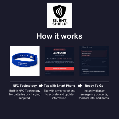 Silent Shield NFC Wristband | Emergency ID Bracelet for Kids & Autism Safety