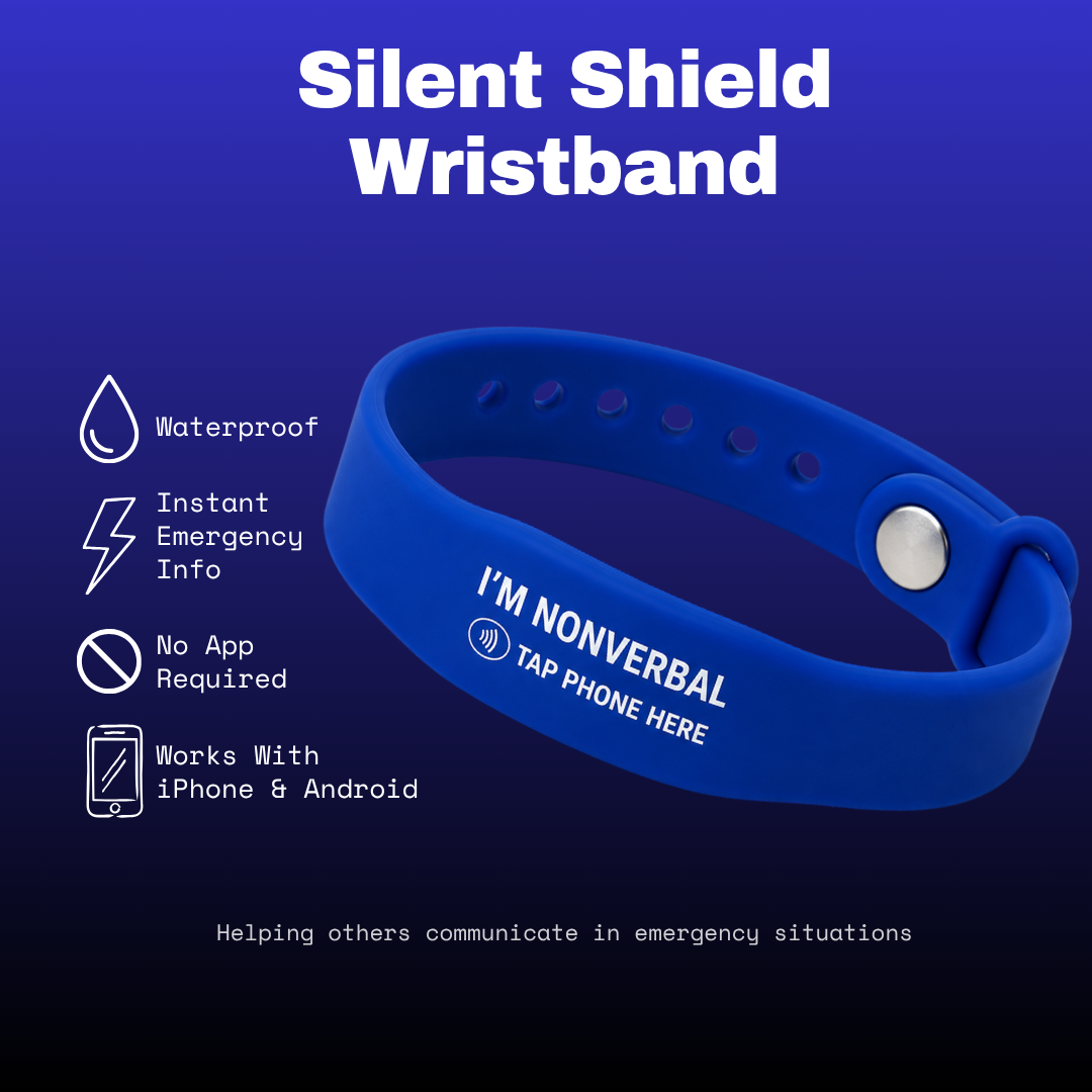 Silent Shield NFC Wristband | Emergency ID Bracelet for Kids & Autism Safety